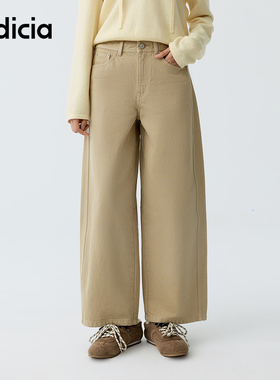 indicia标记商场同款2026春新款工装阔腿牛仔裤弯刀裤 F2A6KZ020F