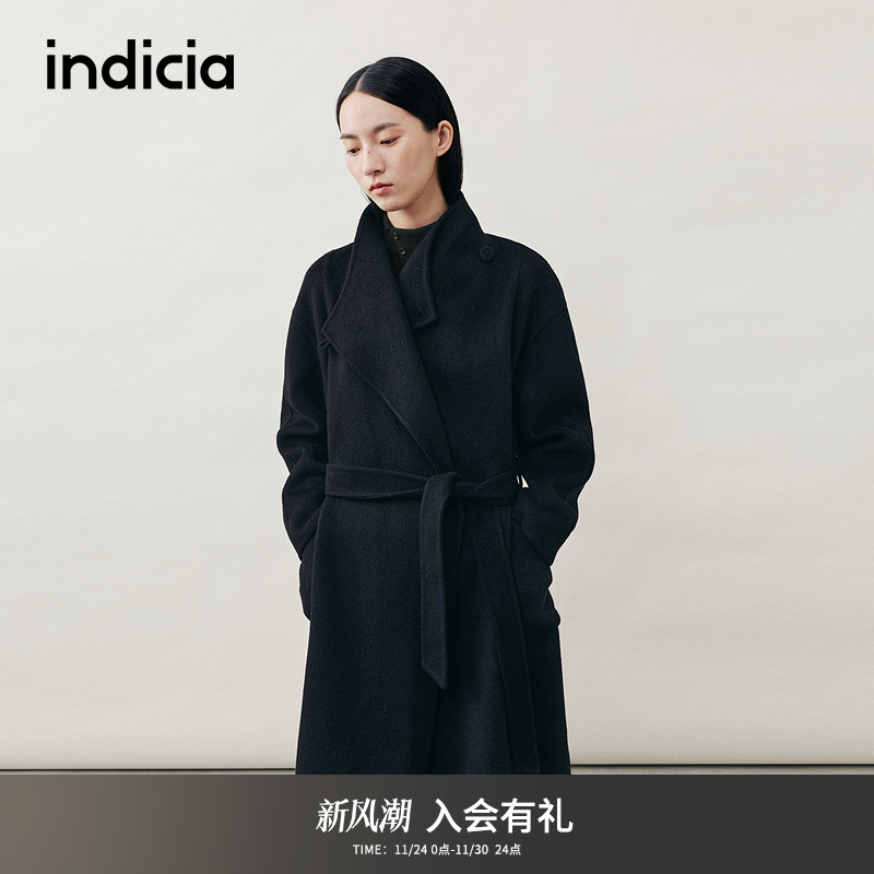 indicia标记羊驼毛长款大衣