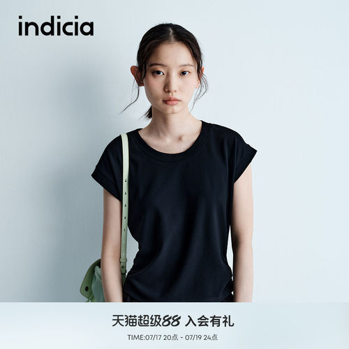 indicia标记夏季新款短款修身显瘦t恤基础款百搭极简风L2B5TX073