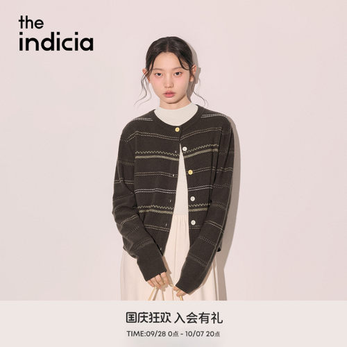 the indicia标记2026冬季新款灵动趣味感复古条纹开衫 L2D6KS330Y