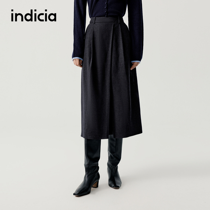 indicia标记商场同款2025冬新款简约百搭通勤风马面裙 F2D5QZ600C