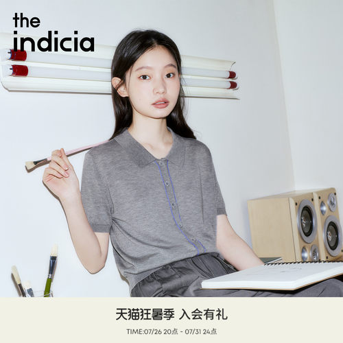 indicia标记2026夏季新款高级灰精致质感开衫活力感短袖L2B6KS069
