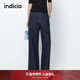 新款 简约复古风深色阔腿牛仔裤 高腰裤 indicia标记春季 L2D5NK210