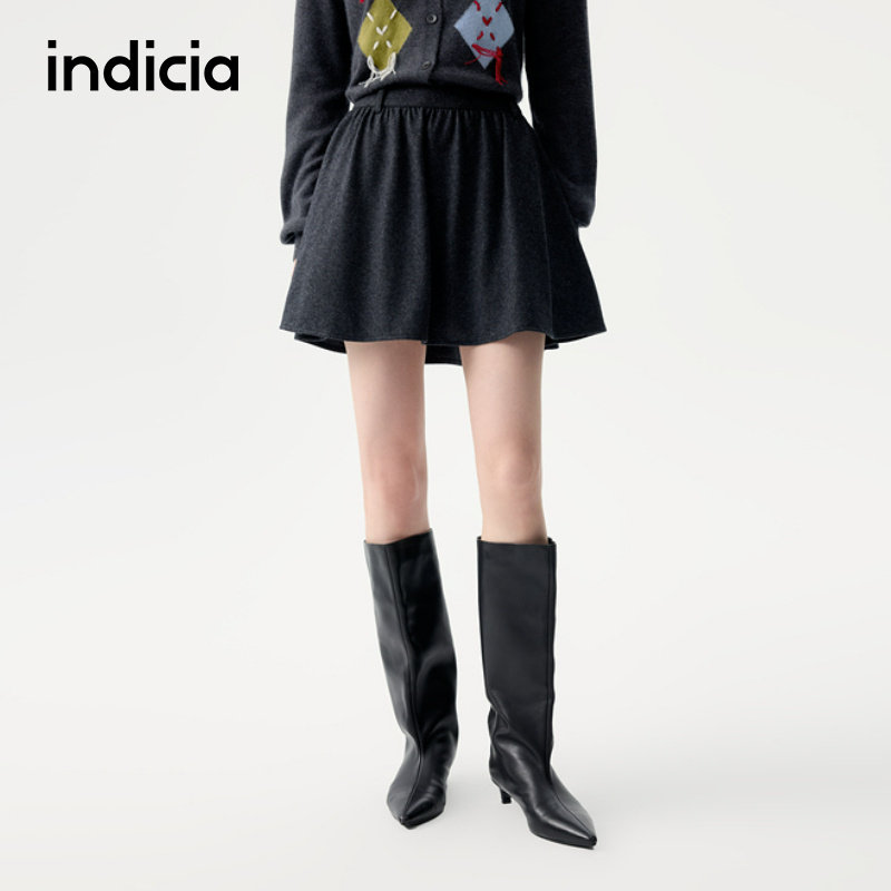 indicia标记灰色a字半身裙短裙