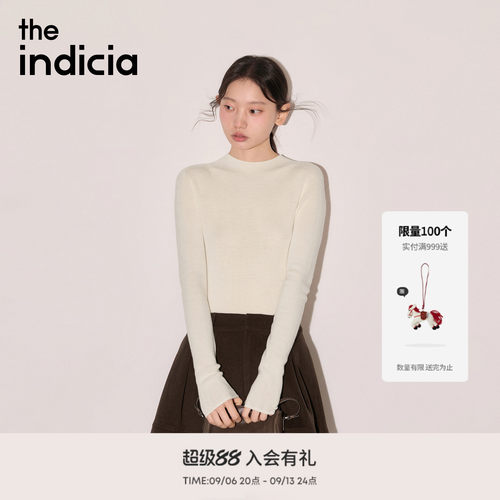 indicia标记修身显瘦绵羊毛衫