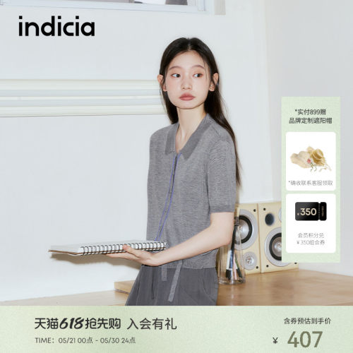 indicia标记2026夏季新款高级灰精致质感开衫活力感短袖L2B6KS069