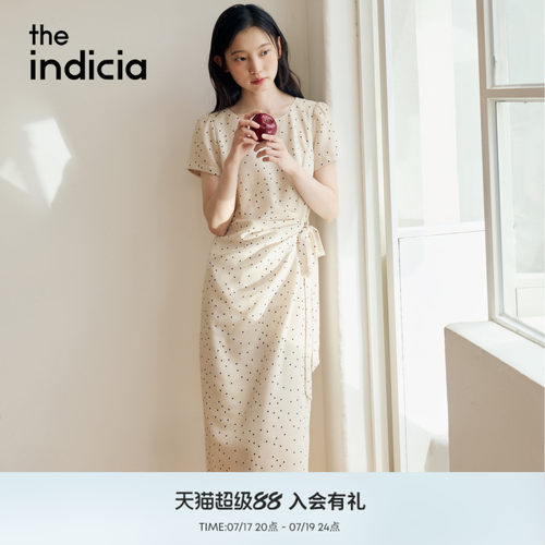indicia标记2026夏季新款复古波点温柔风显白短袖连衣裙L2B6LQ170
