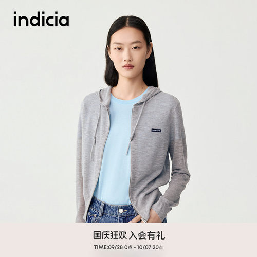 indicia标记商场同款秋新款落肩袖百搭休闲连帽开衫F2C5KS312N