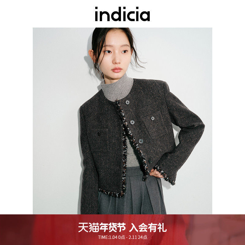 indicia标记冬简约miu系优雅气质小香风外套百搭短外套L2D4WT185
