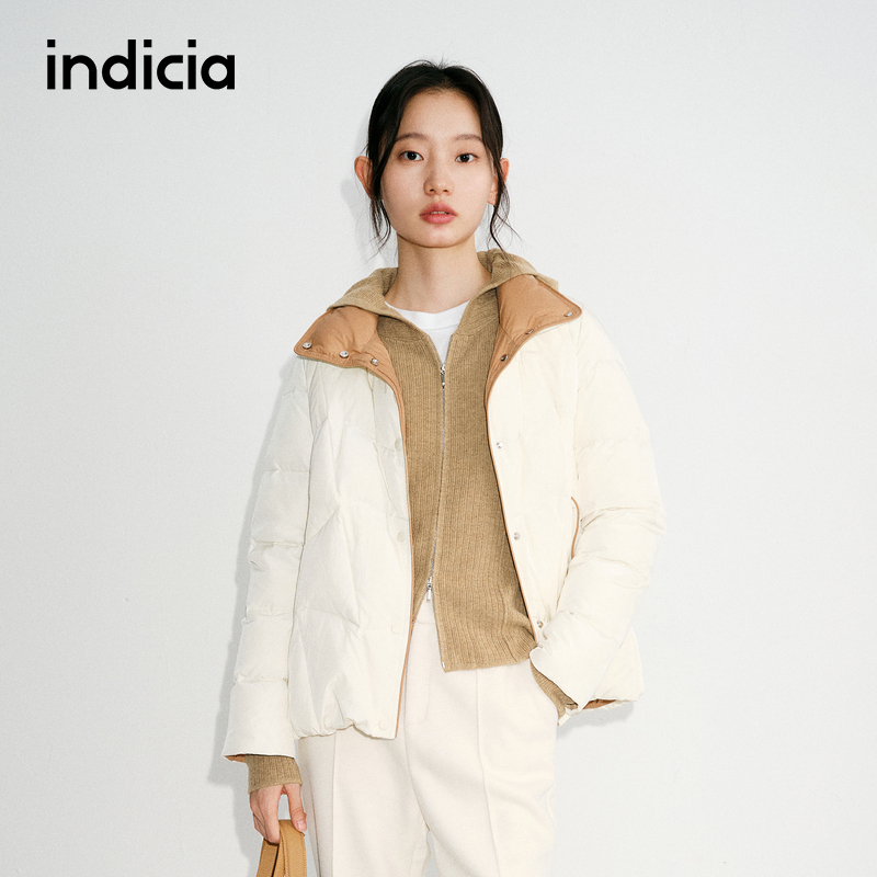 indicia标记时尚撞色边羽绒服