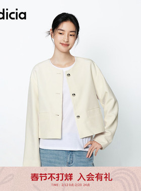 indicia标记商场同款25春新款圆领绵羊毛香风短款外套F2A5WT068C