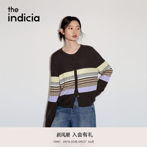 the indicia标记2026秋季新款复古温柔感撞色条纹开衫 L2C6KS221Z