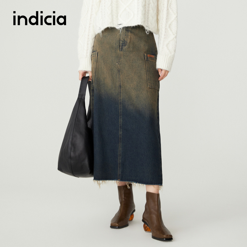 商场同款百褶半身裙indicia优雅