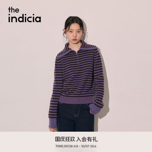 the indicia标记2026冬季新款简约百搭舒适条纹毛衫 L2D6MS311Y