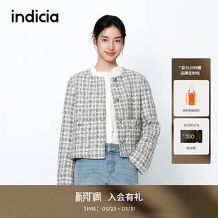 indicia标记商场同款 小香风外套撞色格子上衣6A401WT047C 早春时尚