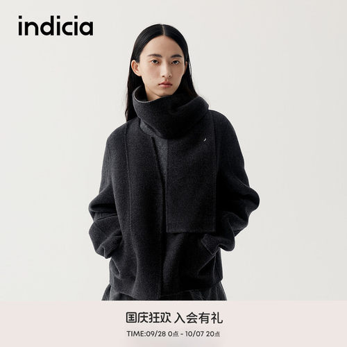 indicia标记100%绵羊毛大衣