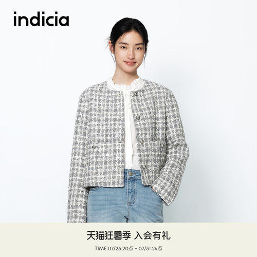 撞色外套indicia小香风