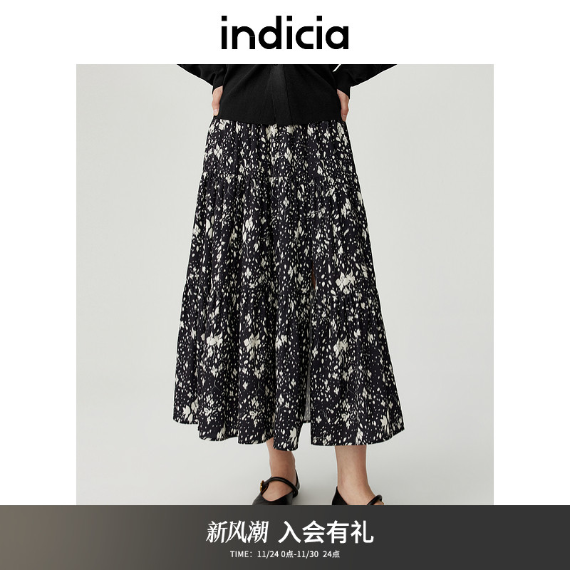 indicia标记商场同款简约舒适碎花半身裙长裙5C309QZ441