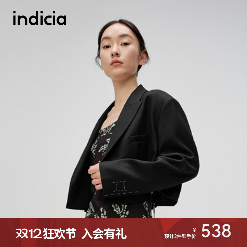 indicia标记商场同款秋季简约通勤风气质短款西装外套6A403XZ178F