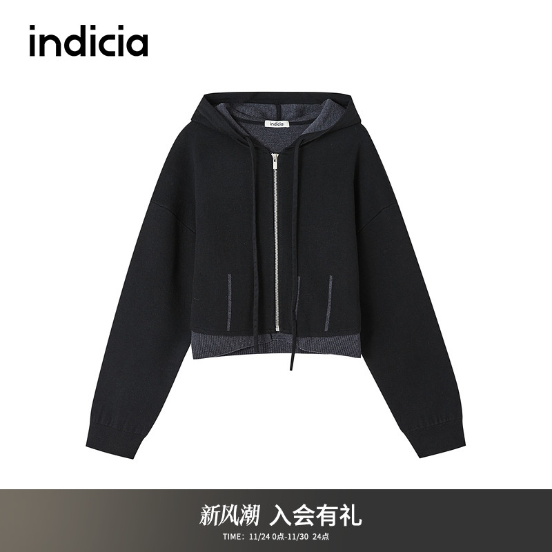 indicia标记商场同款修身显瘦分割设计感小众短款开衫F2D4KS777F