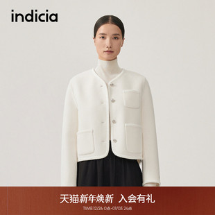 大衣毛呢短外套女5D310DY502C indicia标记冬款 山羊绒大衣
