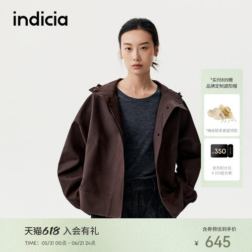 indicia标记美式复古连帽夹克