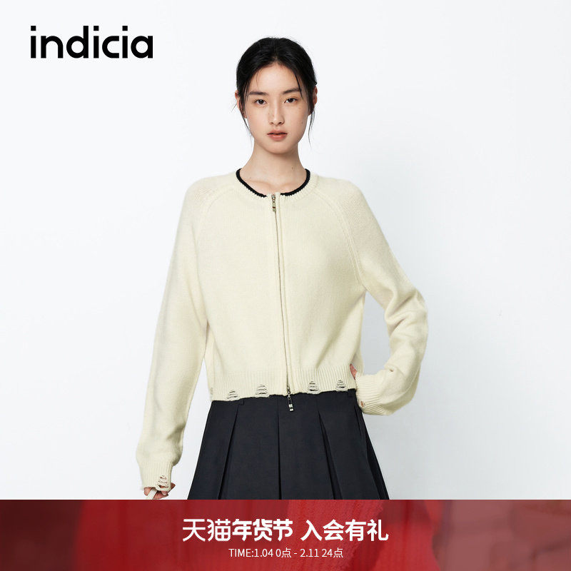 indicia标记商场同款秋季简约时尚拉链针织开衫外套女6A401KS018C,女装/女士精品,毛针织衫,淘宝优惠券,粉丝福利购,淘宝优惠卷