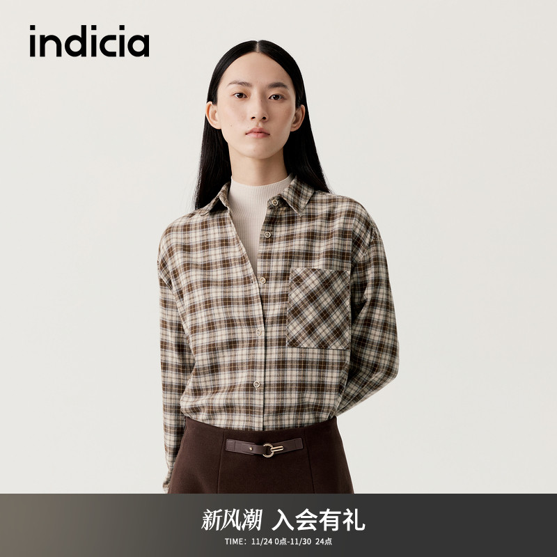 indicia标记2025冬季新款复古设计感百搭衬衫叠穿打底衫L2D5CS276
