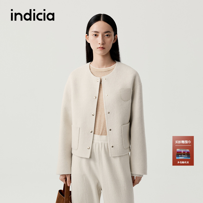 indicia标记羊绒羊毛大衣