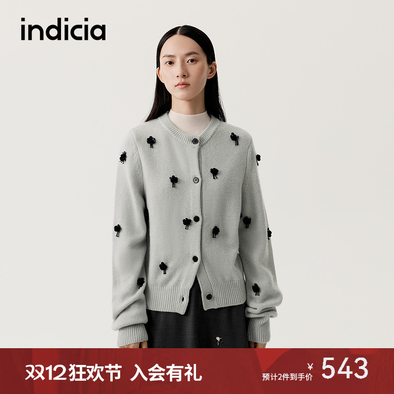 indicia标记立体装饰设计针织衫