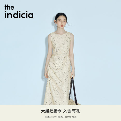 indicia标记2026夏新款复古法式波点收腰气质无袖连衣裙L2B6LQ090