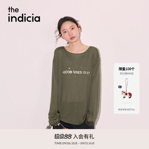 the indicia标记2026秋季新款韩系松弛随性系带设计T恤F2C6TX326F