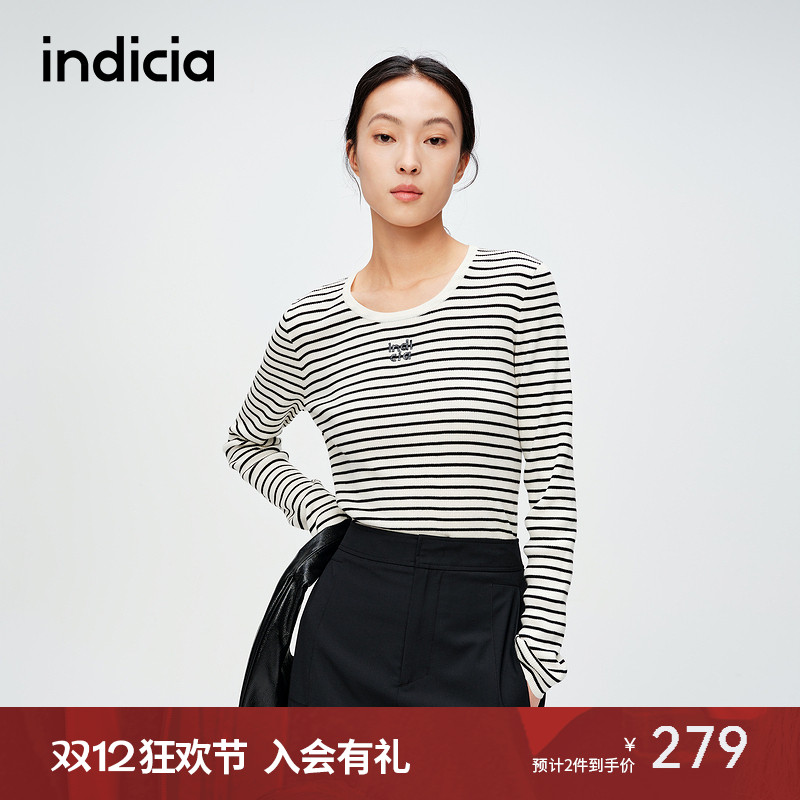 商场同款针织衫indicia圆领