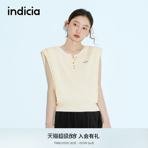 indicia标记商场同款夏季新款简约百搭气质无袖针织衫 F2B5ZZ233C