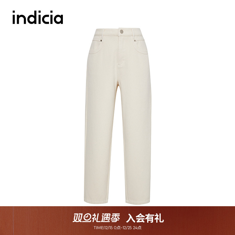 indicia标记商场同款25冬新款通勤直筒磨毛加绒休闲裤 F2D4KZ830N