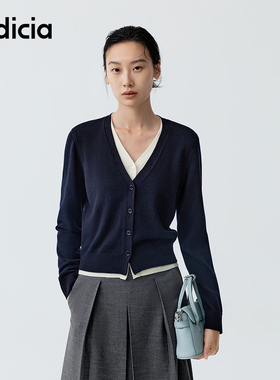 indicia标记商场同款2026春季新款简约通勤显瘦v领开衫F2A6KS031C