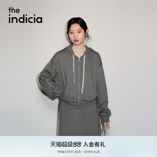 the indicia标记2026秋新款水洗炭灰做旧短款卫衣外套 L2C6WT197Y