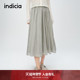 indicia标记春季 Wave裙裾 高腰A字百褶半身裙女6A403QZ143C