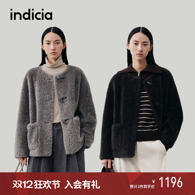 indicia标记100%绵羊毛短外套