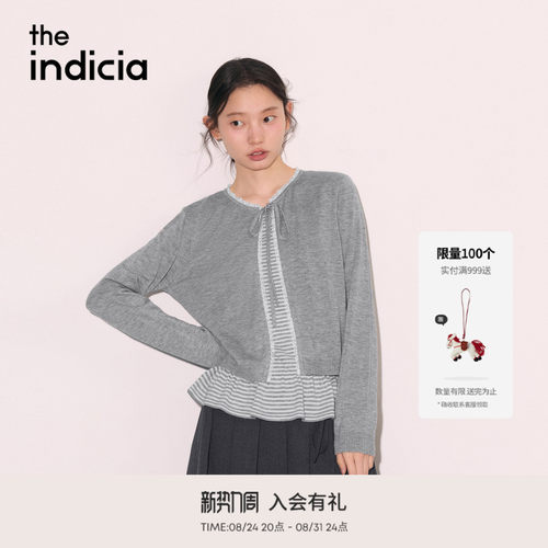 the indicia标记2026秋季新款温柔甜妹柔和麻灰针织衫 L2C6ZZ251Y