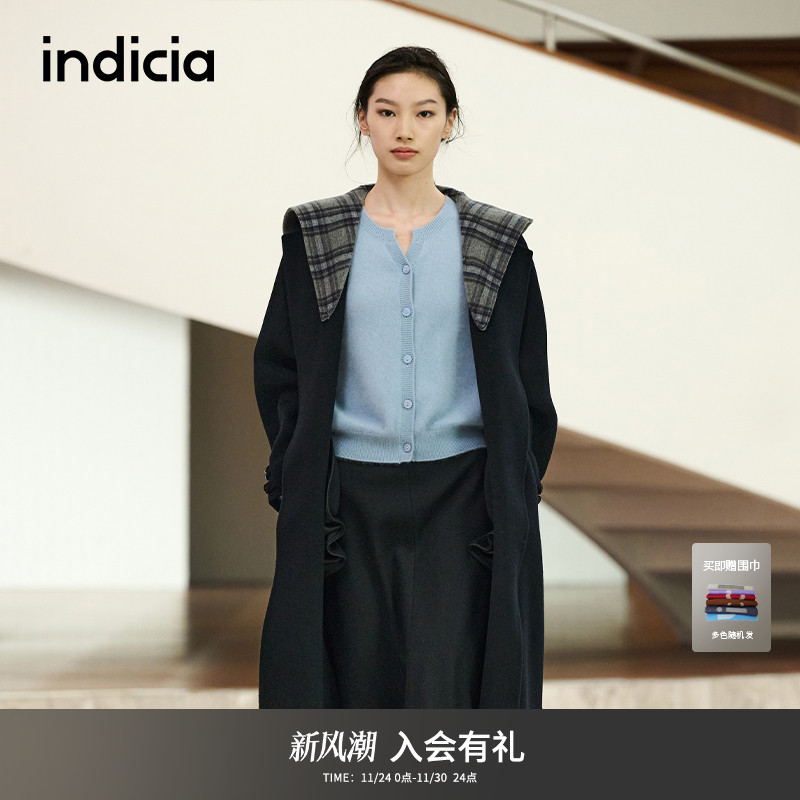 indicia标记商场同款毛呢长大衣