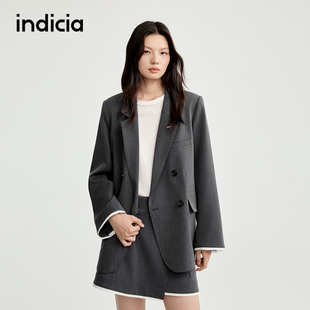 L2C5XZ140 2025新款 indicia标记斜门襟撞色边巨好看西装 外套女正装