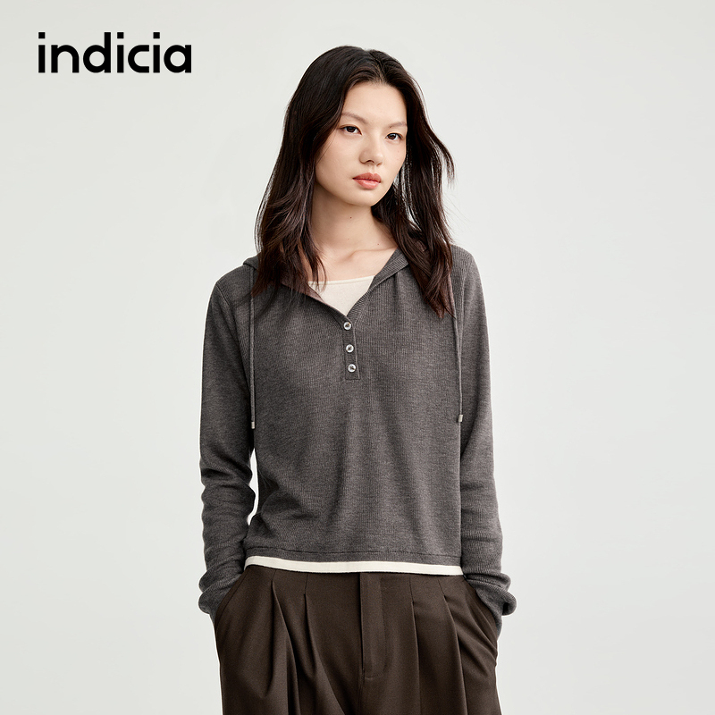 indicia标记25年秋连帽针织衫