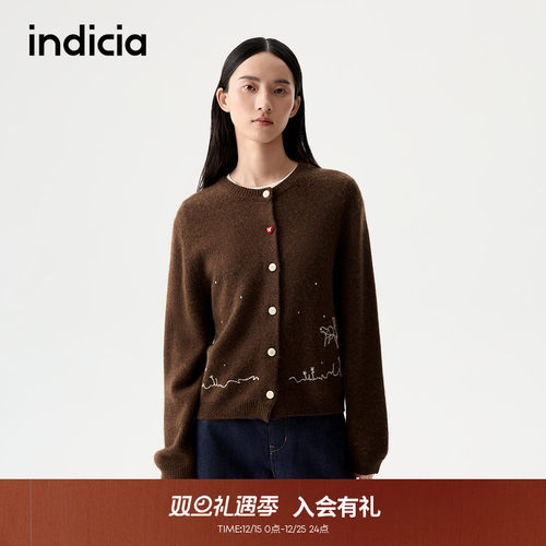 indicia标记2025冬季新款冬日热可可风温柔百搭短款开衫L2D5KS237