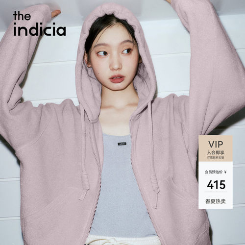indicia标记2026春季新款温柔米绿色松弛感舒适连帽外套L2A6WT041