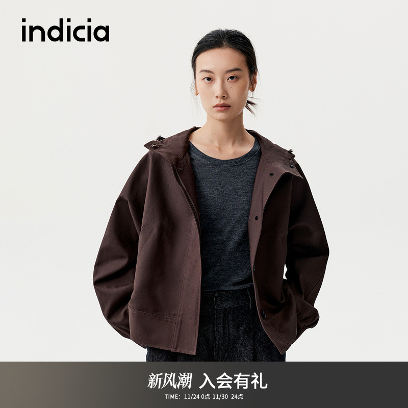 indicia标记美式复古连帽夹克