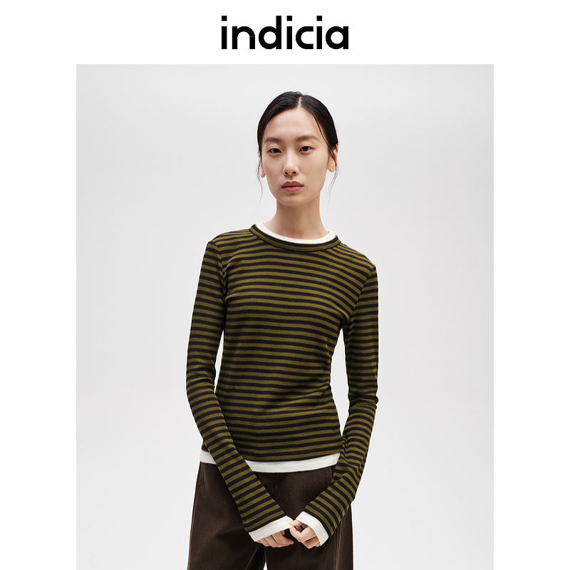 indicia标记简约百搭条纹T恤