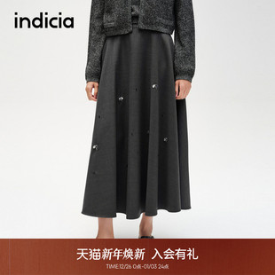 立体装 时尚 饰气质半身裙A字裙F2C4QZ479C 秋季 indicia标记商场同款