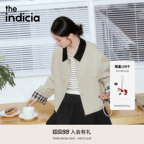 indicia标记领口撞色设计外套