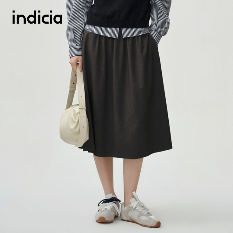 indicia标记商场同款25春新款简约休闲半裙通勤A字裙 F2A5QZ069N